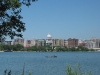 Downtown Madison condos with skyline and canoeist