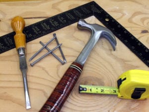 tools on a workbench